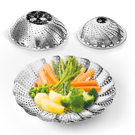 2-Pack Vegetable Steamer Basket Set with Safety Tool - Large and