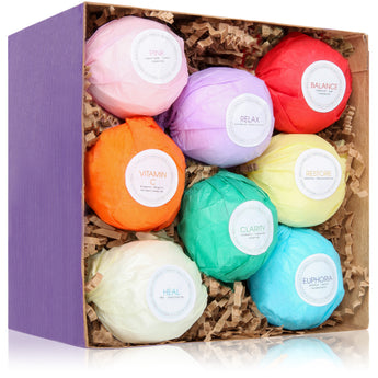 8 Hand-Made, Luxurious Bath Bombs by HanZá Gift Set - Made in USA